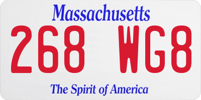 MA license plate 268WG8