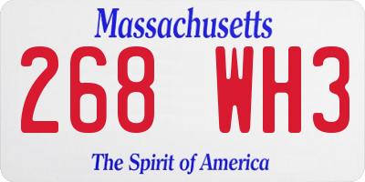 MA license plate 268WH3