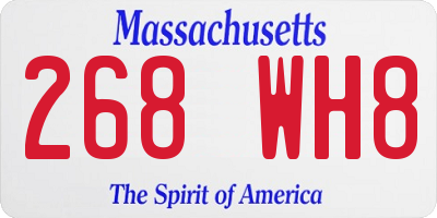 MA license plate 268WH8