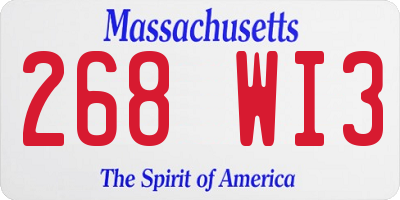 MA license plate 268WI3