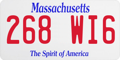 MA license plate 268WI6