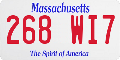 MA license plate 268WI7