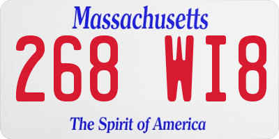 MA license plate 268WI8