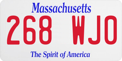 MA license plate 268WJ0