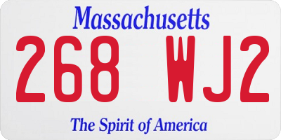 MA license plate 268WJ2