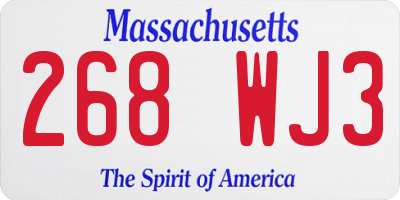 MA license plate 268WJ3