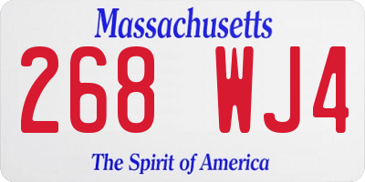 MA license plate 268WJ4