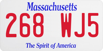 MA license plate 268WJ5