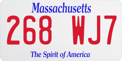 MA license plate 268WJ7