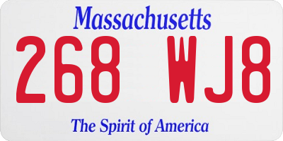 MA license plate 268WJ8