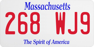 MA license plate 268WJ9
