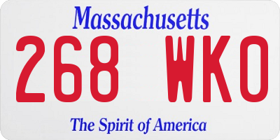 MA license plate 268WK0