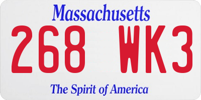 MA license plate 268WK3