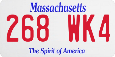 MA license plate 268WK4