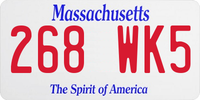 MA license plate 268WK5
