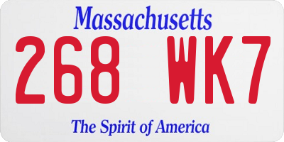 MA license plate 268WK7