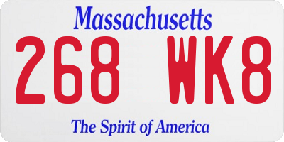 MA license plate 268WK8