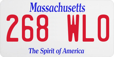 MA license plate 268WL0
