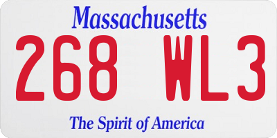 MA license plate 268WL3