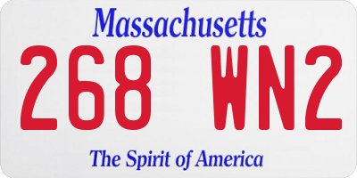 MA license plate 268WN2