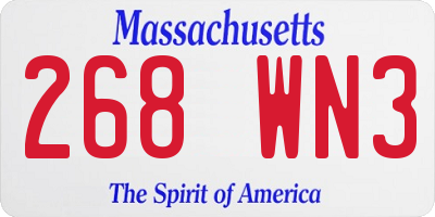 MA license plate 268WN3
