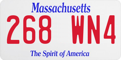 MA license plate 268WN4