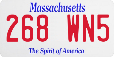 MA license plate 268WN5
