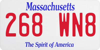 MA license plate 268WN8