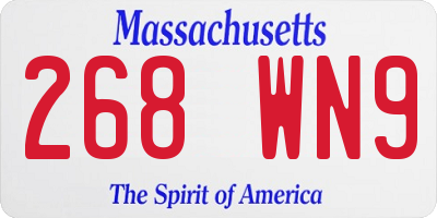 MA license plate 268WN9