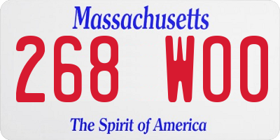 MA license plate 268WO0