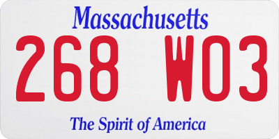 MA license plate 268WO3