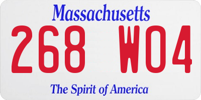 MA license plate 268WO4