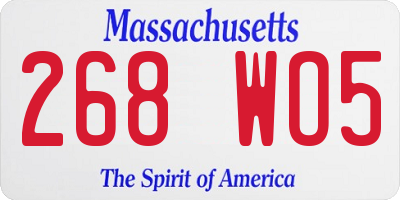 MA license plate 268WO5