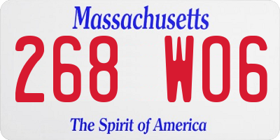 MA license plate 268WO6