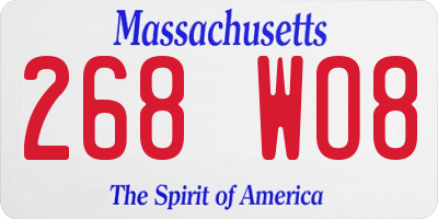 MA license plate 268WO8
