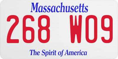 MA license plate 268WO9
