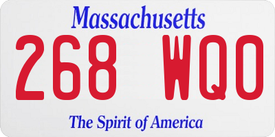 MA license plate 268WQ0