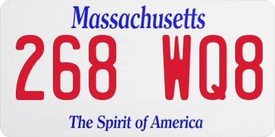 MA license plate 268WQ8
