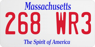 MA license plate 268WR3