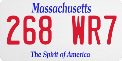 MA license plate 268WR7