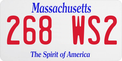 MA license plate 268WS2
