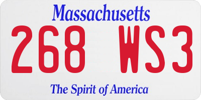 MA license plate 268WS3