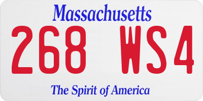 MA license plate 268WS4
