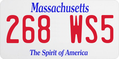 MA license plate 268WS5