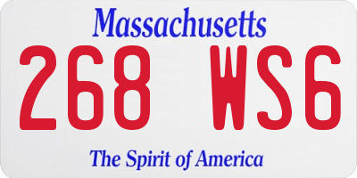 MA license plate 268WS6