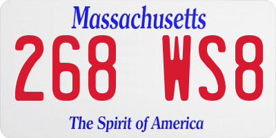 MA license plate 268WS8
