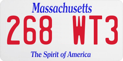 MA license plate 268WT3