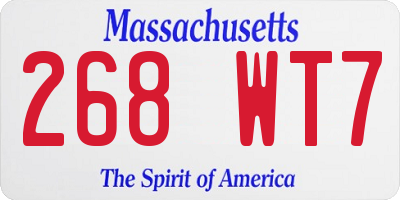 MA license plate 268WT7