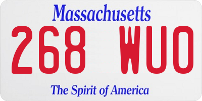 MA license plate 268WU0