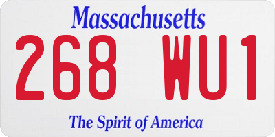 MA license plate 268WU1